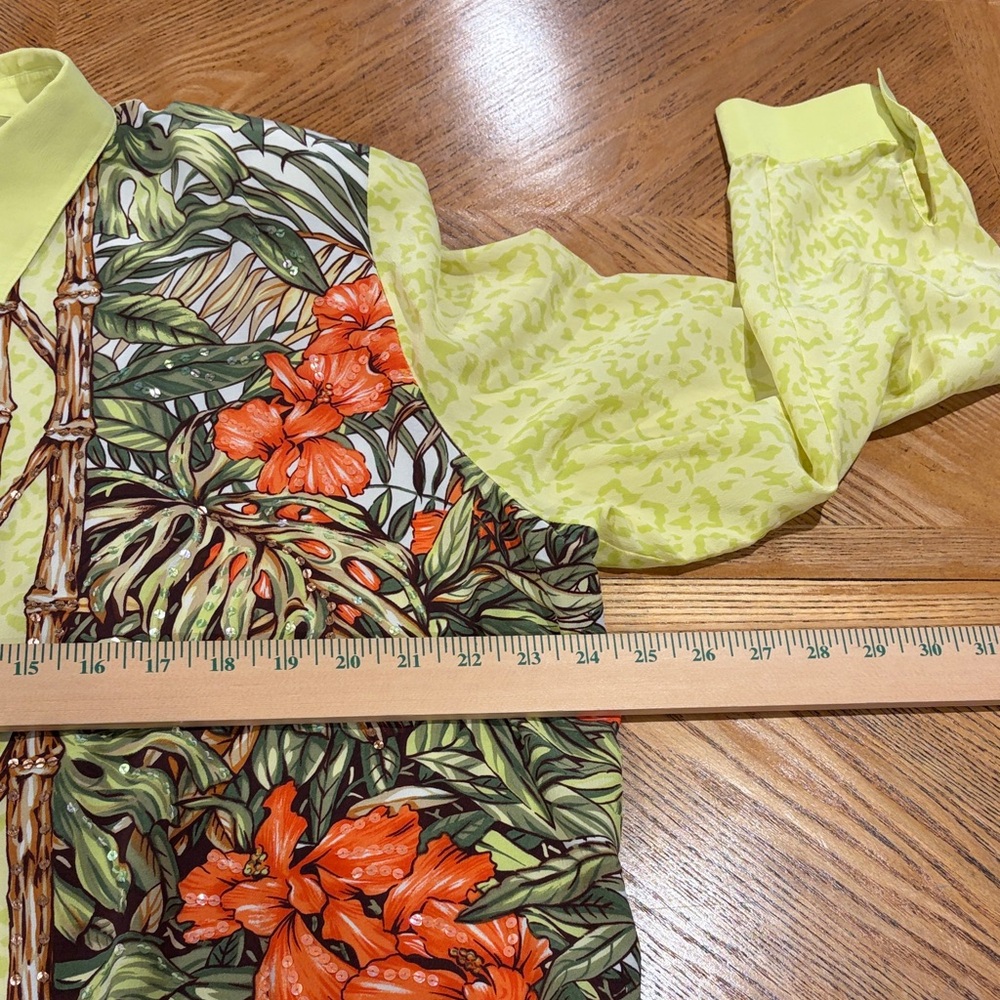 Vintage Diane Gilman Neon Tropical Animal Print Leopard Button-Up Blouse Size 2X - Picture 9 of 15
